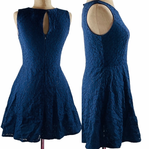 AS U WISH NAVY BLUE FIT & FLARE DRESS - Picture 6 of 7